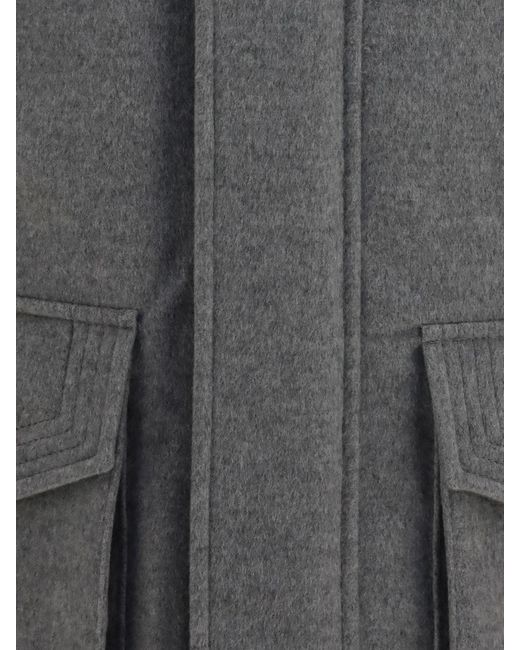 Brunello Cucinelli Gray Single-Breasted Short Coat for men