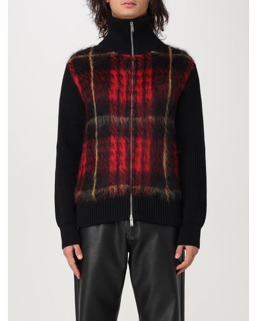 McQueen Red Macqueen-Tartan Zip-Up Cardigan for men