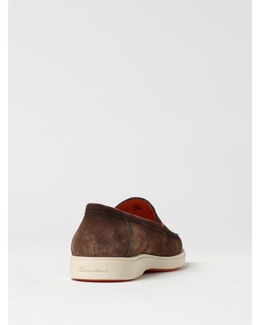 Santoni Brown Suede Loafers for men