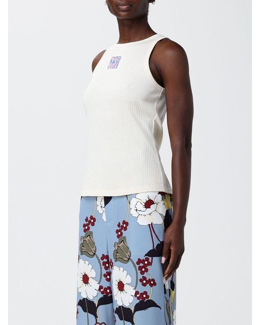 Marni White Cotton Knit Top With Logo