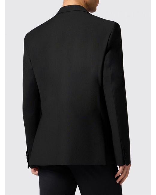Philipp Plein Black Single-Breasted Virgin Wool Blend Blazer for men