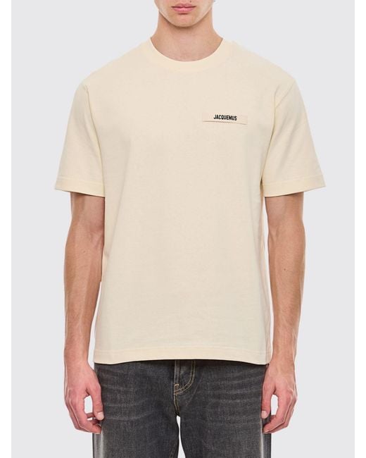 Jacquemus Natural Contrast Appliqué Logo Cotton Crew-Neck T-Shirt for men