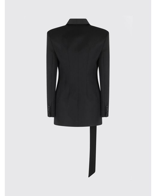 The Attico Black Single-Breasted Wool Blazer With Sash