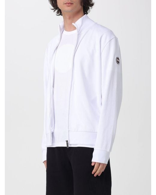 Colmar White Cotton Zip-Up Sweatshirt for men
