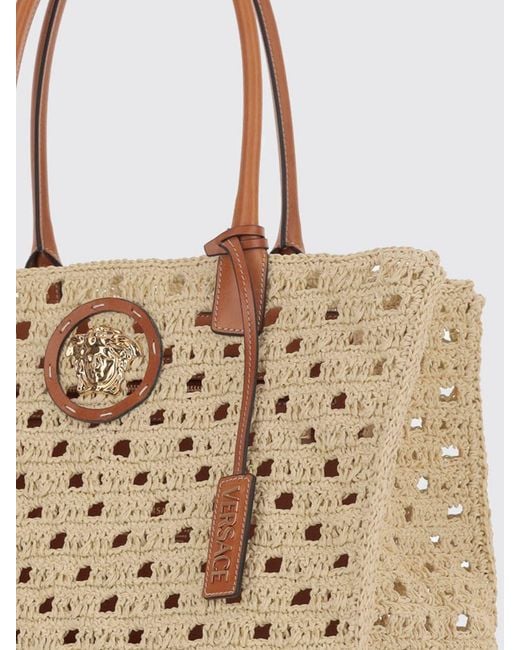 Versace Natural Medusa Macramé Tote Bag