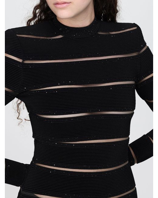 Balmain Black Rhinestone Embellished Viscose Blend Mini Dress
