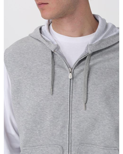 Brunello Cucinelli Gray Cotton Blend Zip Hoodie for men