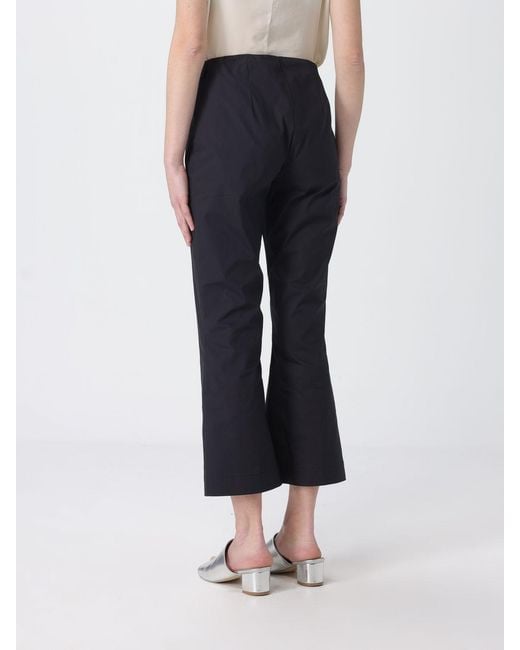 Liviana Conti Blue Cotton Canvas Crop Trousers