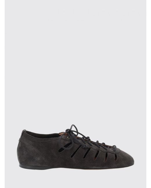 Isabel Marant Black Leyza Perforated Suede Ballet Flats With Ankle Ties