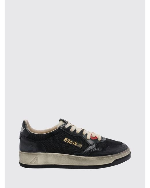 Autry Black Medalist Low Super Vintage Calfskin Sneakers With Worn Effect for men