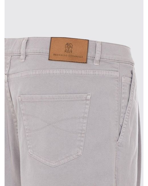 Brunello Cucinelli Gray Stretch Cotton Wide Leg Trousers for men