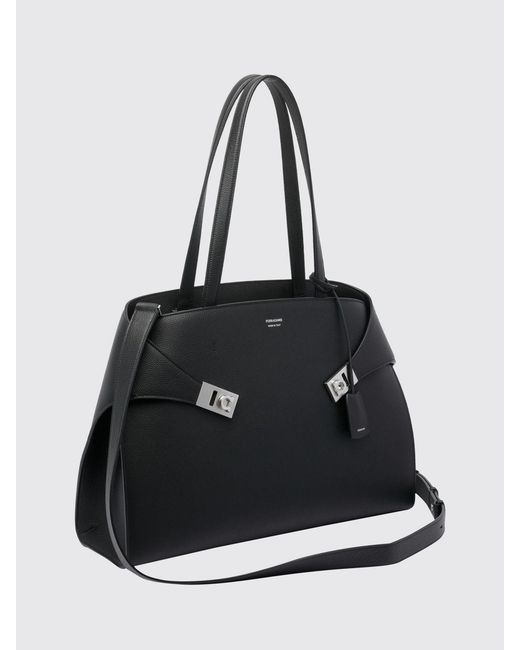 Ferragamo Black Hug Calfskin Shoulder Bag With Double Handle And Feet for men