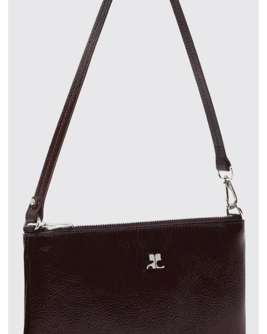 Courreges Red CourrÈ Ges Small Crinkled-Effect Patent Leather Shoulder Bag