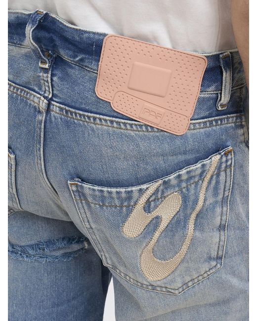 PDF Blue Distressed Denim Flared Jeans for men