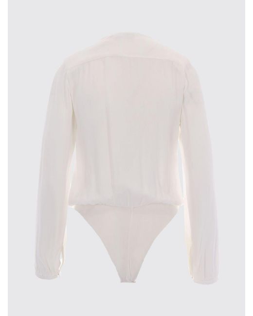 Elisabetta Franchi White Georgette Bodysuit Blouse