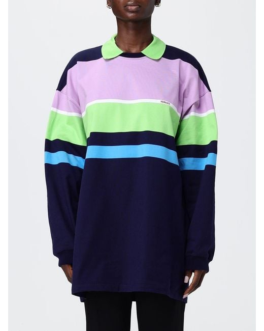 Versace Blue Striped Cotton Polo Shirt