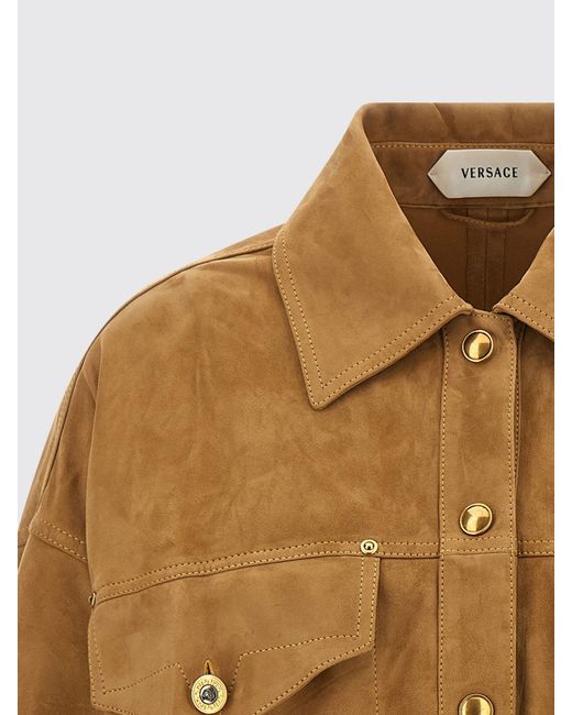 Versace Blue Suede Leather Shirt-Style Bomber Jacket With Classic Collar