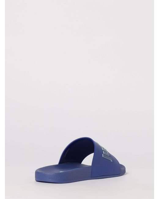 Just Cavalli Blue Rubber Sliders With Printed Logo for men