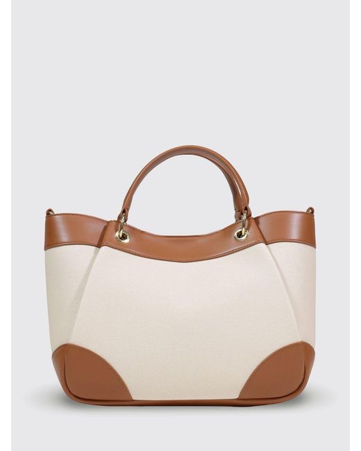 ARMANI EXCHANGE Natural Handheld Canvas Shopping Bag
