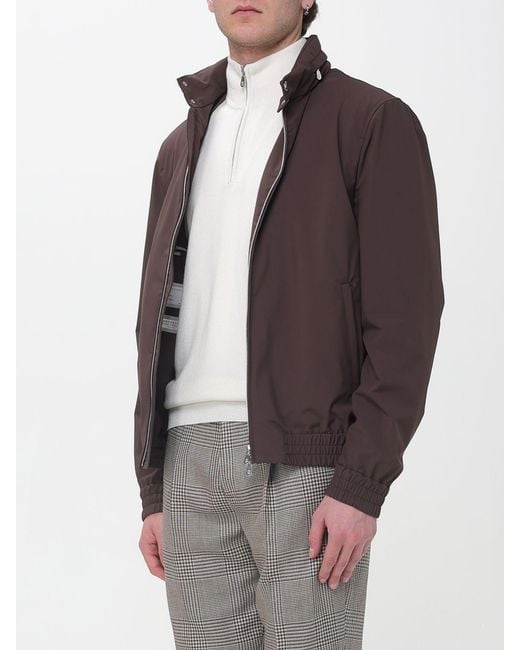 Brunello Cucinelli Brown Stretch Nylon Bomber Jacket for men