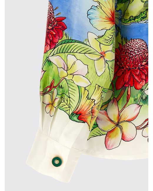 Casablanca Blue Silk Shirt With Monogram Print for men