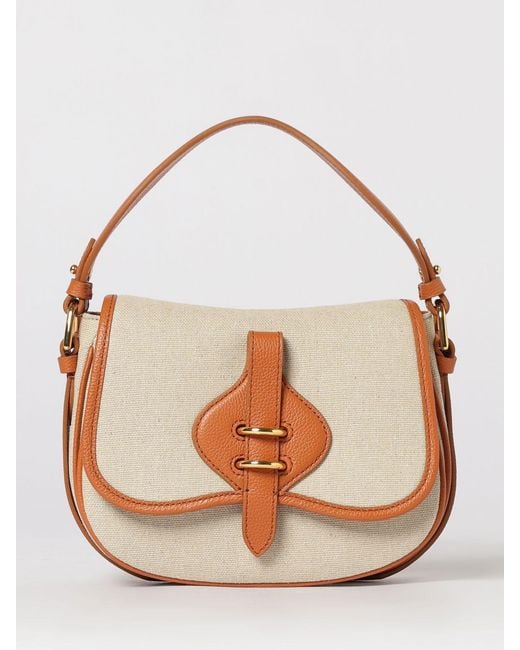 Coccinelle Pink Mavery Canvas And Grained Leather Bag