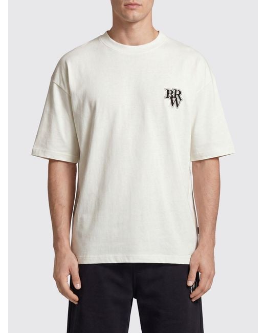 Barrow White Printed Cotton T-Shirt for men
