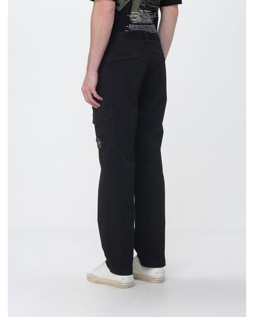 Stone Island Black Cotton Cargo Trousers for men