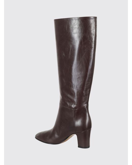 Alberta Ferretti Brown Smooth Leather Knee-High Boots With Mid Heel