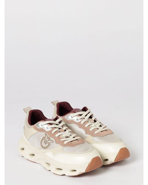 Pinko Natural Leather And Mesh Sneakers