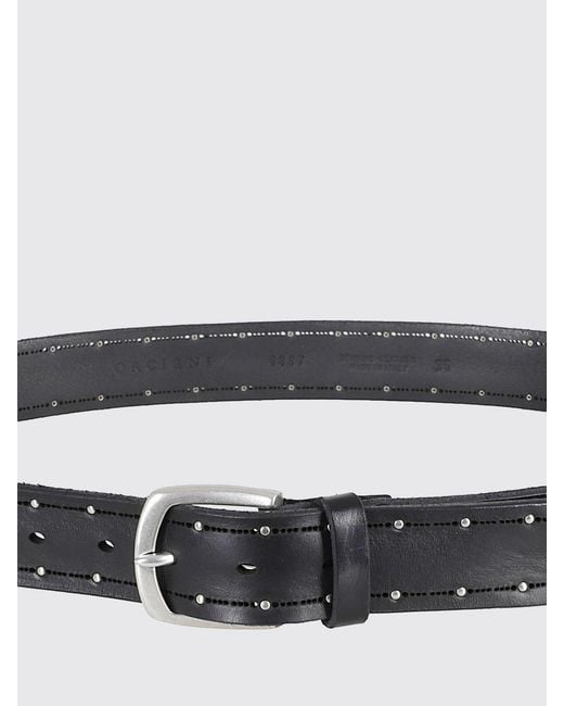 Orciani Gray Hunting Leather Belt With Studs for men
