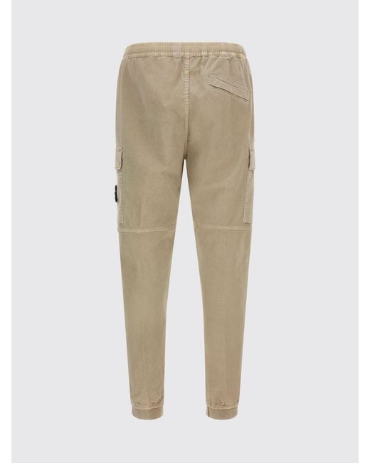 Stone Island Natural Slim Fit Stretch Technical Fabric Cargo Trousers With Compass Logo for men