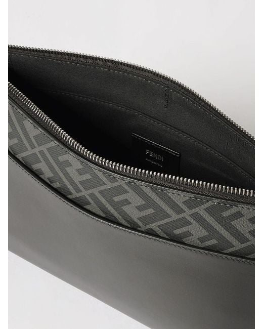 Fendi Gray Ff Squared Clutch for men