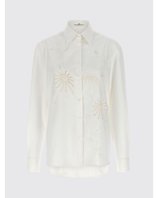 Ermanno Scervino White Cotton Shirt With Lace Inserts