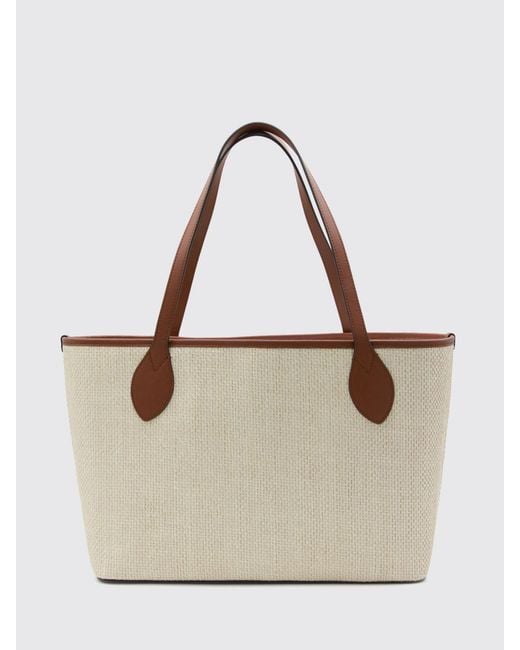 Mulberry Natural Tote Bag With Graphic Print And Contrast Trims