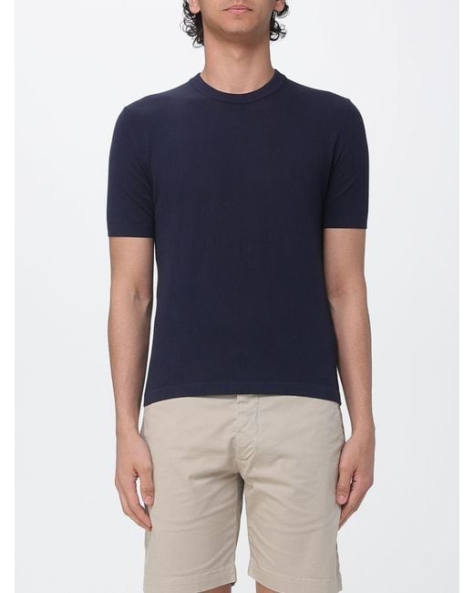 Brooksfield Blue Cotton Crew Neck Sweater for men