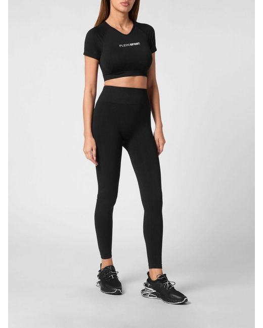Philipp Plein Black Technical Stretch Fabric Leggings