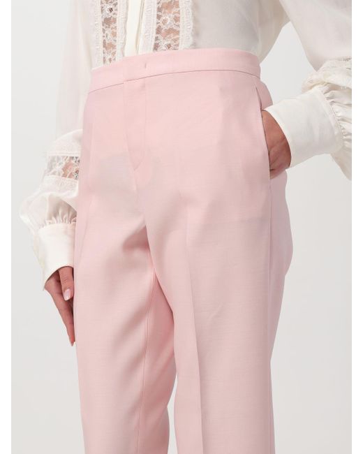 Pantalone classico in lana vergine e seta di Fabiana Filippi in Pink