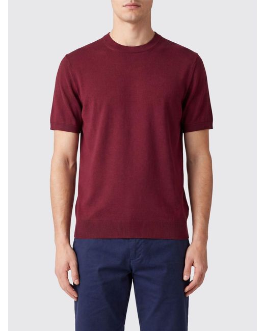 Altea Red Crew-Neck Short-Sleeved Jersey T-Shirt With Regular Shoulders for men