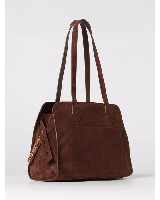 Love Moschino Brown Faux Suede Bag