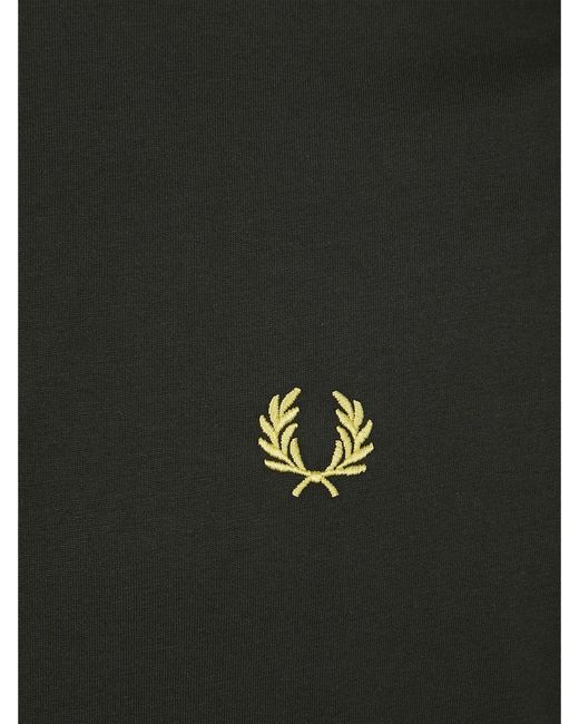Fred Perry Black Cotton T-Shirt With Logo for men