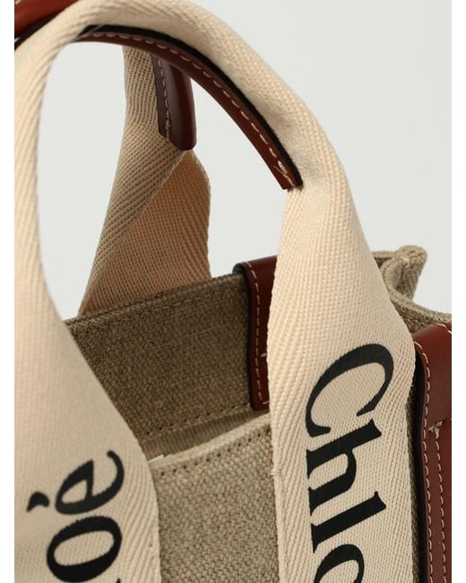 Chloé Natural Chlo&Eacute Woody Small Leinen-Canvas-Tasche