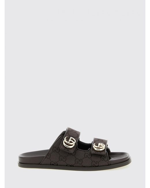 Gucci Black Gg Jacquard Monogram Canvas Sandals