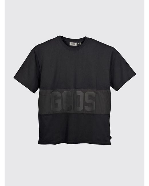 Gcds Black Cotton Logo T-Shirt for men