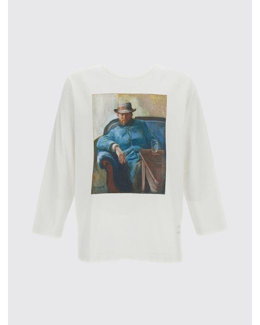 Junya Watanabe White Long-Sleeved Graphic Print Cotton T-Shirt for men