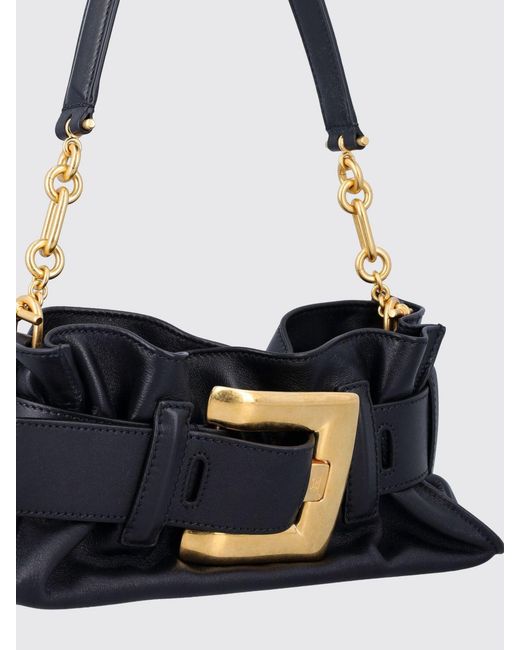Balmain White Anthem Mini Ruched Leather Bag By