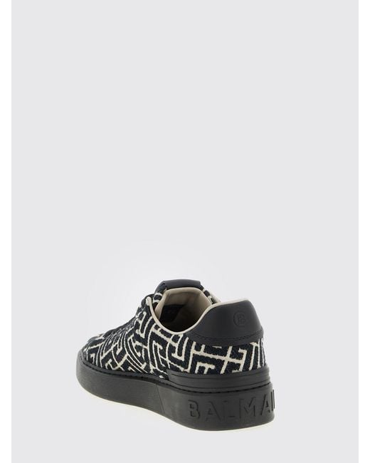 Balmain White B-Court Canvas Sneakers With Jacquard Monogram for men