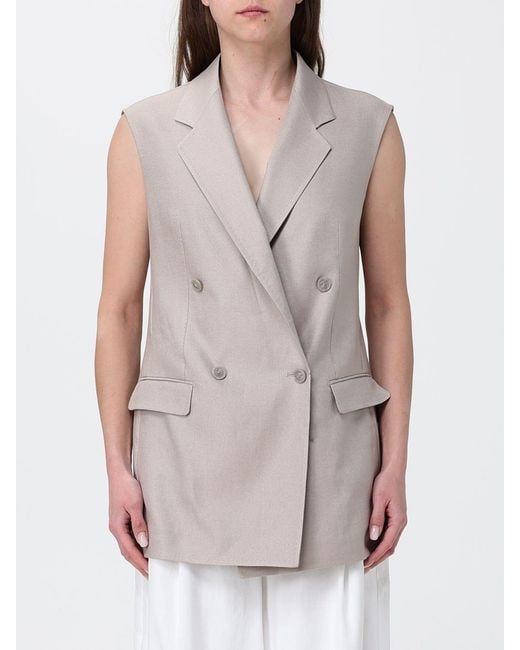 Tagliatore Gray Double-Breasted Linen Vest