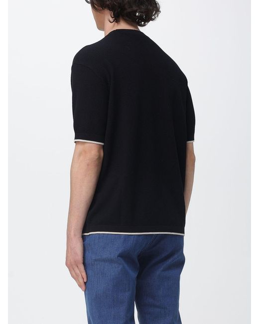 Emporio Armani Black Cotton Crew Neck Knit for men