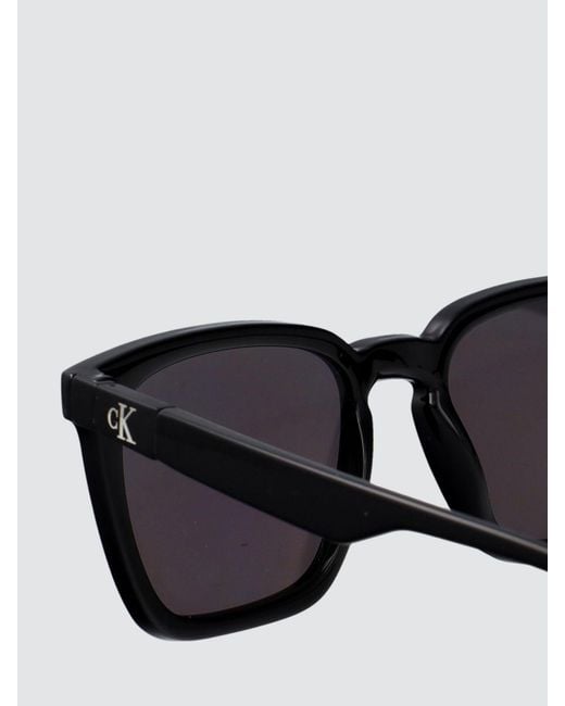Calvin Klein Black Rectangular Acetate Sunglasses With Monogram for men